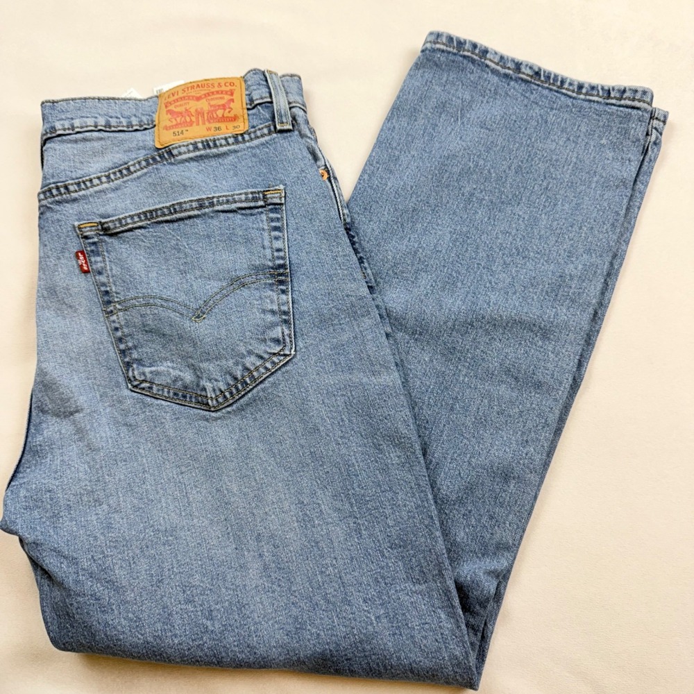 Levis 514 Straight‎ Fit Mens Jeans W36 L30 Blue Denim Medium Wash 00514-1593
